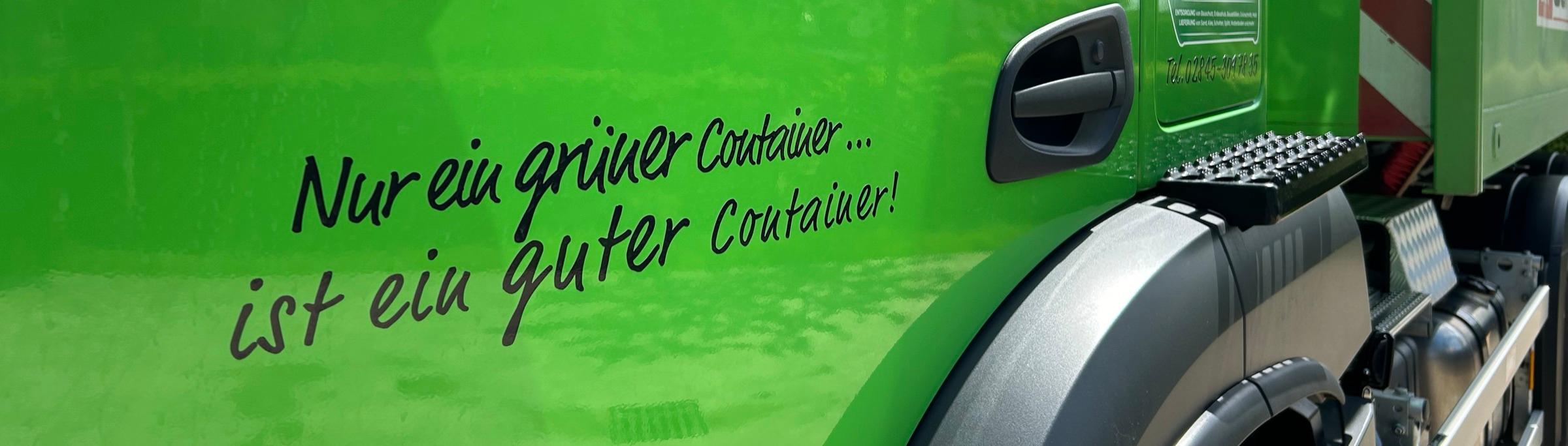 LKW von BOY Container mit dem Slogan: Nur ein grüner Container ist ein guter Container